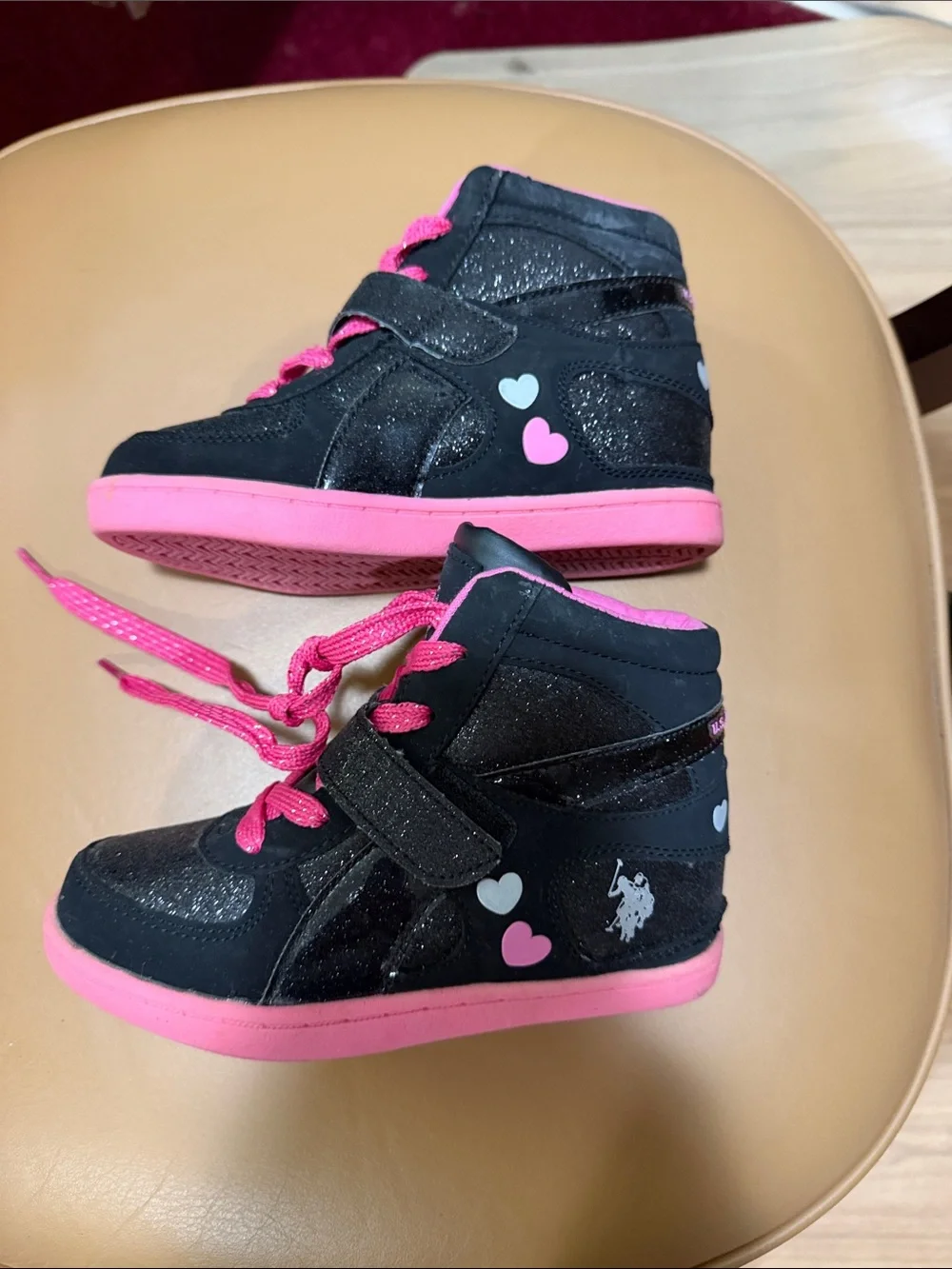 U.S. Polo Assn. Girls Black & Hot Pink High-Top Sneakers